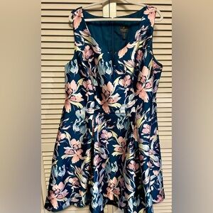 Adrianna Papell Blue and Pink Fit and Flare Sundress